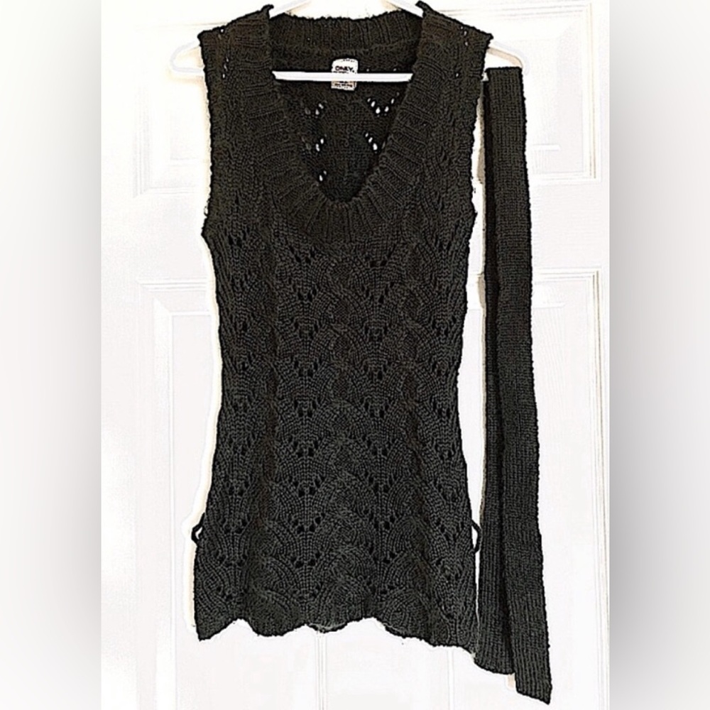 💚 Only Dark Green Belted Knit Sweater Vest